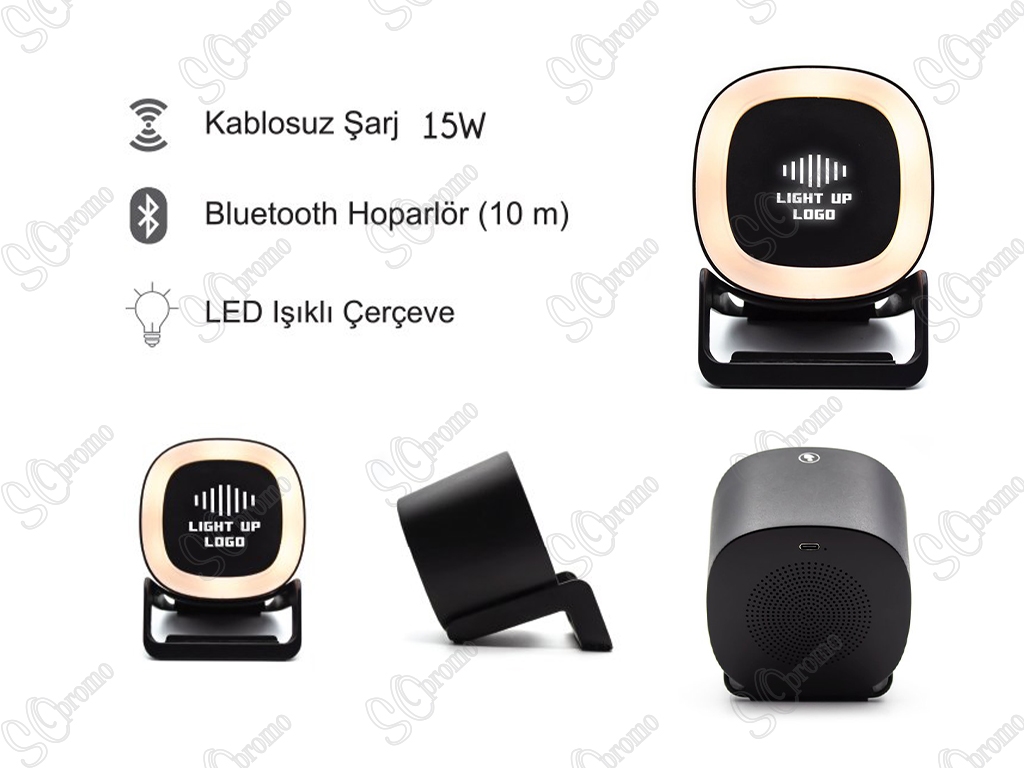 KABLOSUZ HOPARLÖR - KABLOSUZ SARJ CİHAZI (IŞIKLI LOGO)